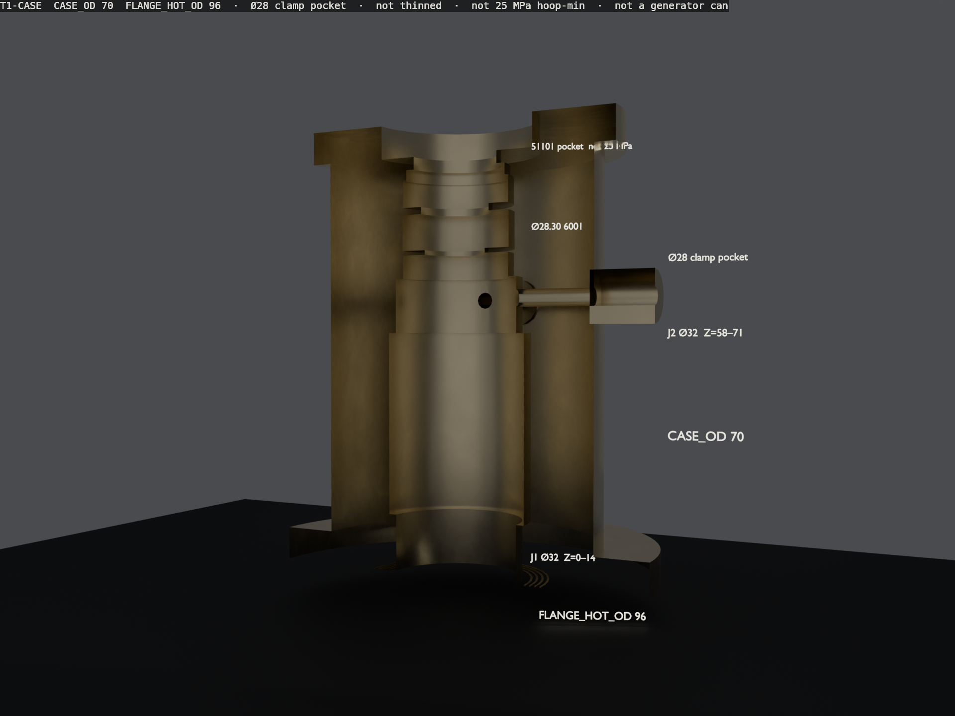 T1-CASE bearing housing extracted from the foil-rig solids